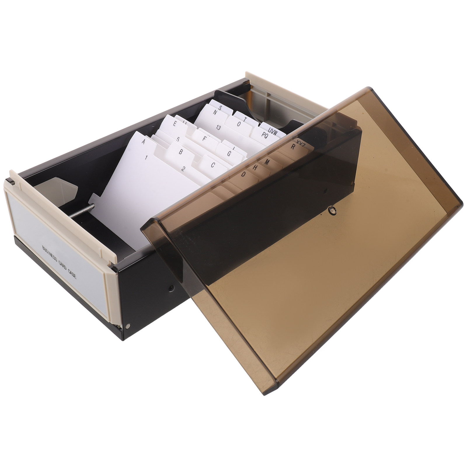 Card Index Box - Duży, czarny pojemnik do przechowywania wizytówek,